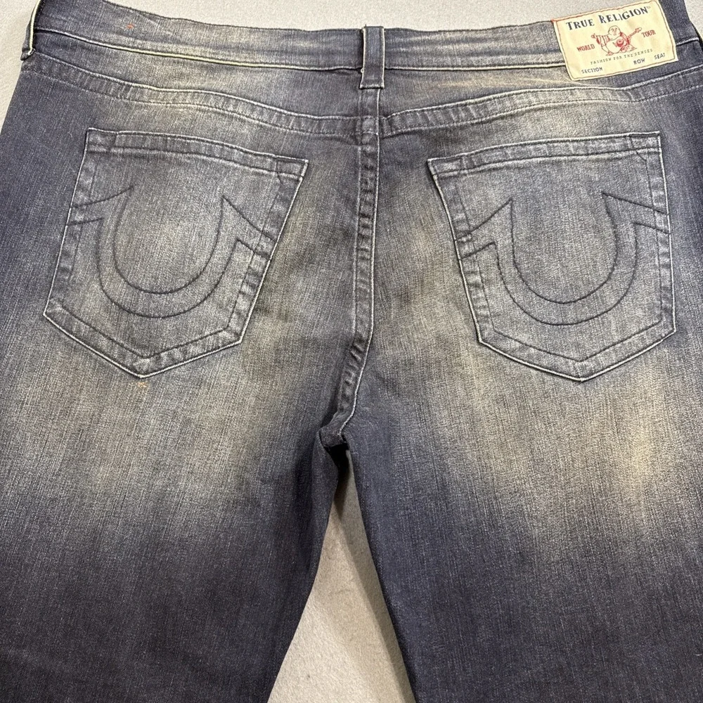 True Religion Men 42 Devin Stretch DARK WASH DISTRESSED NWOT STRAIGHT JEANS